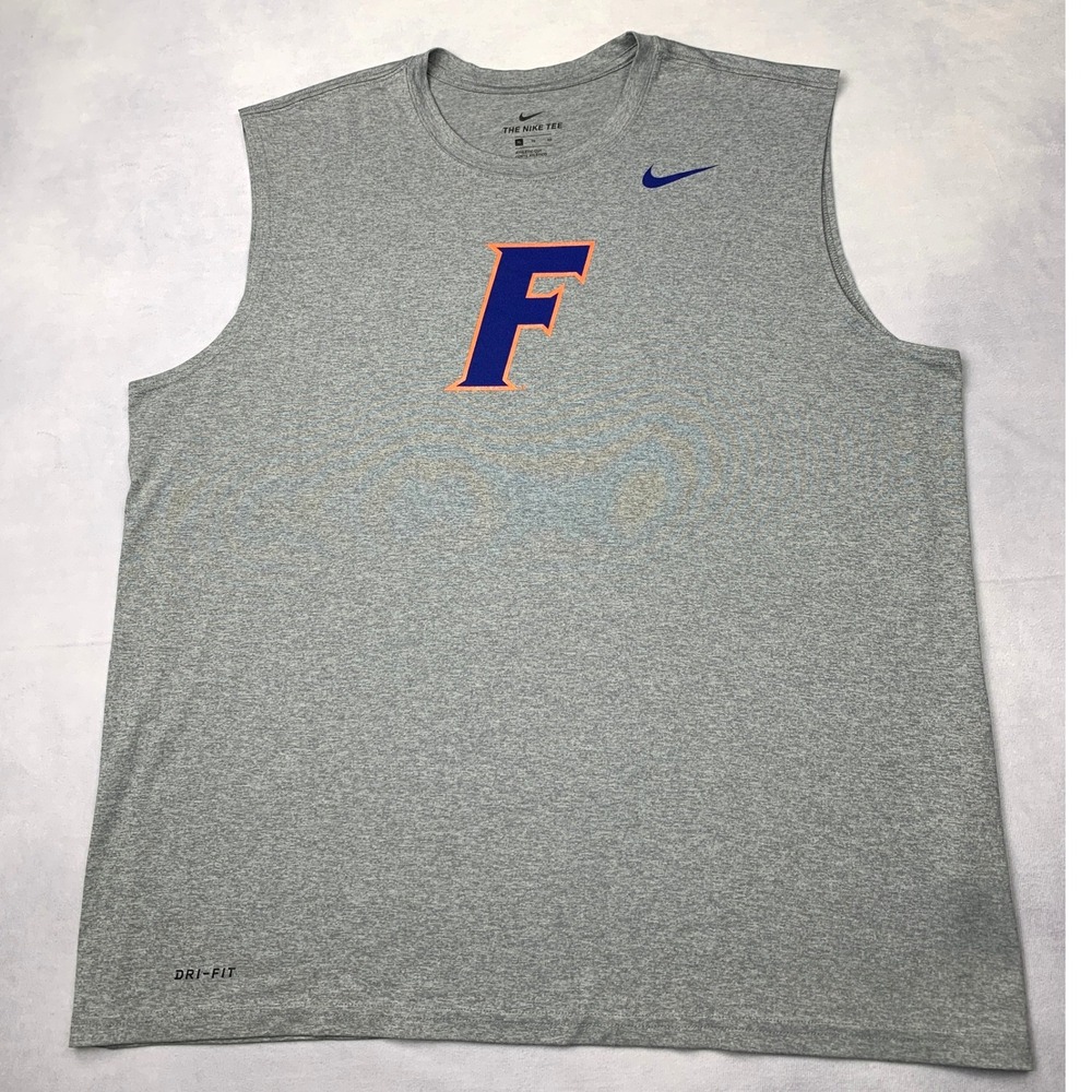Nike Florida Gators Sleeveless Shirt Mens XL Gray Dri-FIT Training Tank Top NCAA